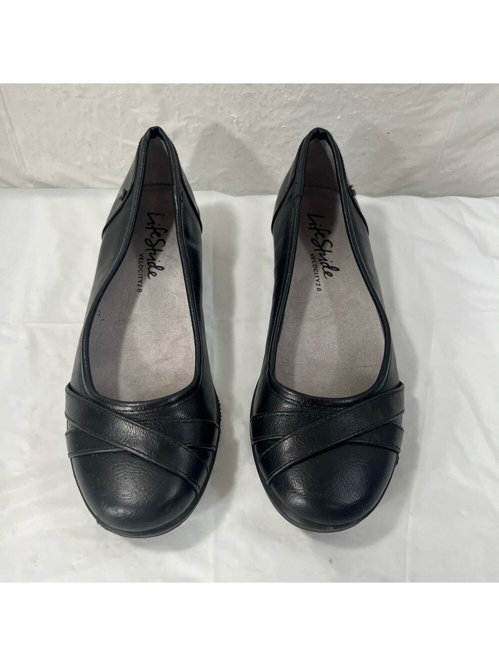 LifeStride Velocity 2.0 Black Tumble I-Loyal Ballerina Wedge Flat Size 7